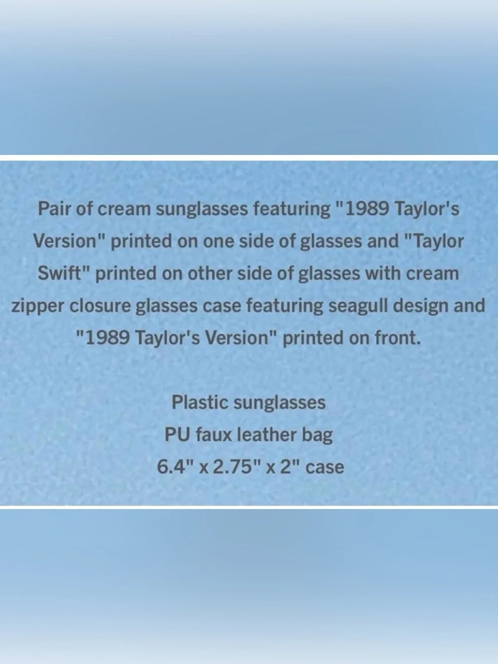 Taylor Swift 1989 (Taylor's Version) Cream Sunglasses and Case - Picture 2 of 6